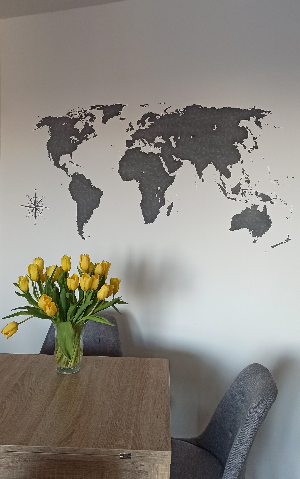 welurowa naklejka mapa świata czarna