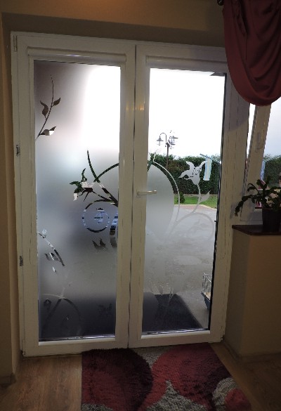 Nalepka na okno, kwiaty.