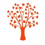 Naklejka welurowa dekoracyjna Drzewo z serduszkami W6