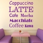 Naklejki welurowe napisy na ścianę Latte, Cafe W27