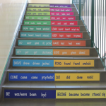 Naklejki na schody język angielski czasowniki nieregularne - odmiana, nr K5 wym. 120x10 cm