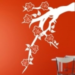 Naklejka welurowa ścienna Gałązka z kwiatkami W16