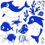 Naklejki na ścianę Morski zestaw M24