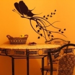 Welurowa naklejka ścienna Florystyczny motyl W14