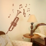 Naklejka ścienna Trąbka z nutami M25