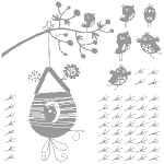 Naklejki na ścianę dla dzieci ptaszki i ślady M33