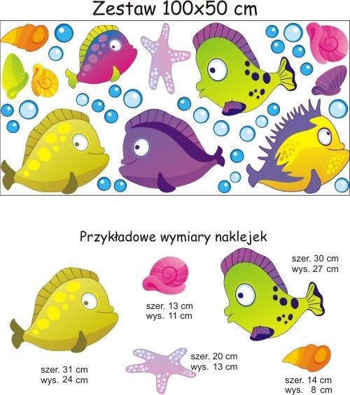 Naklejki dla dzieci rybki i muszelki na ścianę i meble