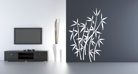 Szablony malarskie z bambusem do pokoju dziennego