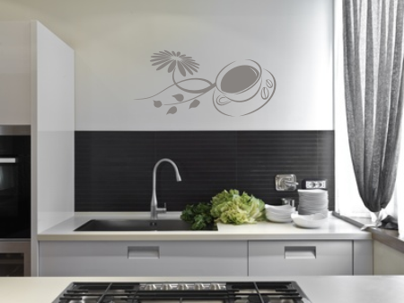 Naklejka welurowa do kuchni na ścianę - filiżanka