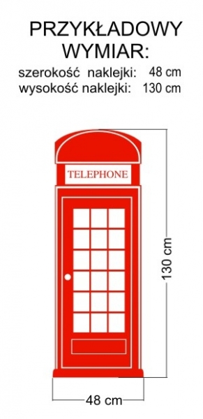 Przykładowe wymiary naklejki czerwonej budki telefonicznej