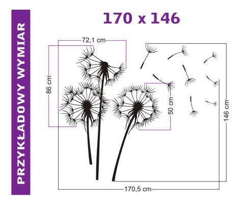 Duża naklejka na ścianę dmuchawiec z pyłkami 170x166 cm 