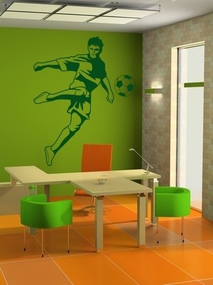 Naklejka welurowa na ścianę lateksową piłkarz  z piłką