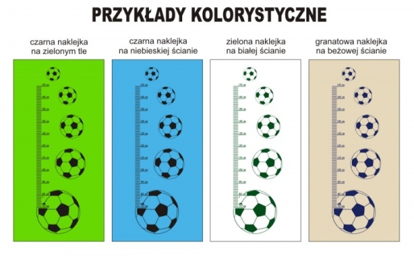 Naklejka na ścianę miarka wzrostu dla chłopca z piłkami