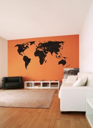 Welurowa naklejka na ścianę mapa świata z podziałem na państwa