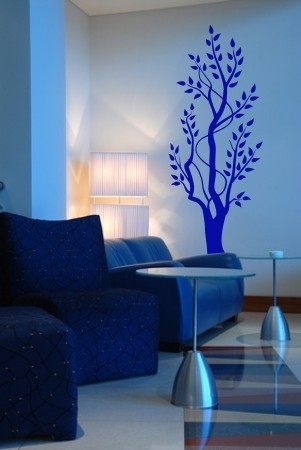 Naklejki welurowe na ścianie w pokoju drzewo i liście