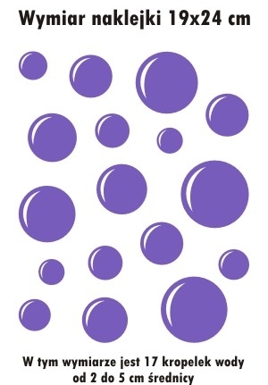 Różne wymiary i kolory naklejek z kropelkami wody do łazienki
