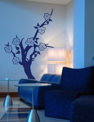 Naklejki z weluru do salonu kwiatki na gałęzi