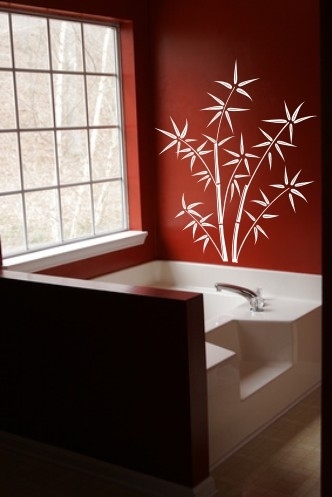 Duży szablon malarski z bambusem do łazienki