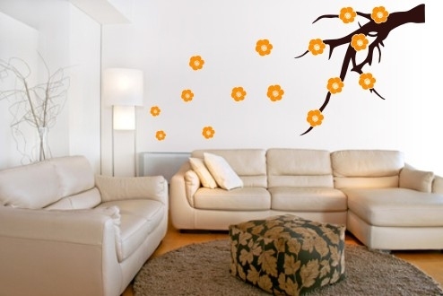 Gałązka na ścianę z listkami