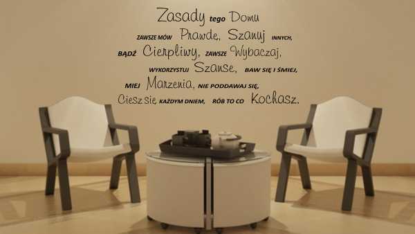 Naklejki na ścianę z zasadami domowymi