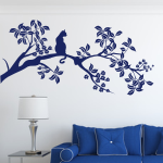 Naklejka na ścianę Gałązka z kotkiem do pokoju młodzieżowego i salonu