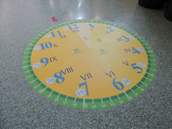 Zegar na podłodze, naklejka