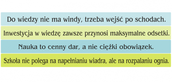 Cytaty szkolne jako naklejki na schody - pomoce dydaktyczne