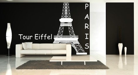 Naklejka z weluru do salonu na farbę lateksową Wieża Eiffla