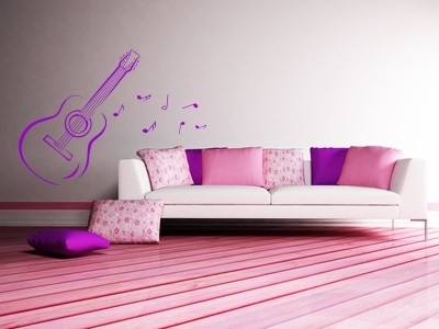 Naklejka ścienna gitara i nuty