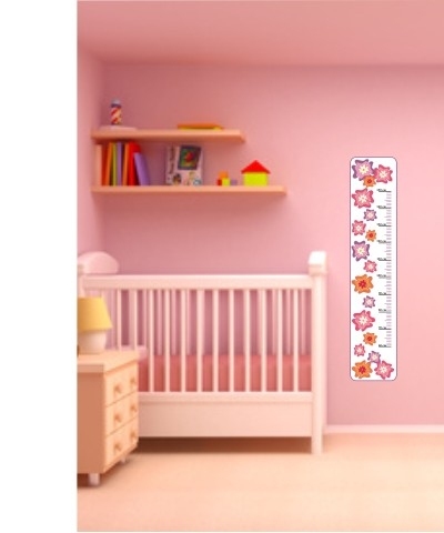 Naklejka ścienna Miarka wzrostu z kwiatkami K10