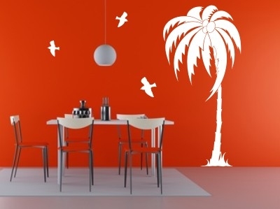 Naklejka na ścianę palma z mewami