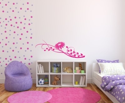 Naklejki welurowe do pokoju młodzieżowego kwiaty