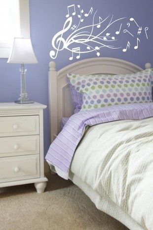 Odbicie lustrzane naklejki welurowy klucz wiolinowy z nutkami