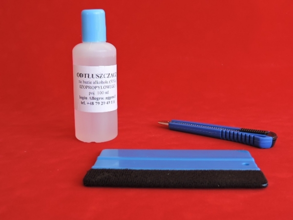 Komplet: nożyk, odtłuszczacz, rakla