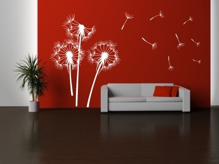 Welurowe naklejki z dmuchawcami do pokoju na farbę lateksową