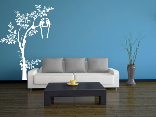 Naklejka na ścianę do salonu i pokoju dziennego drzewo z ptaszkami
