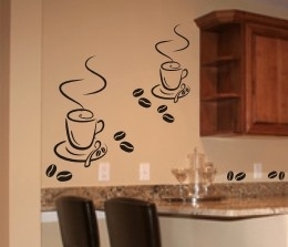 Dekoracyjne szablony z filiżankami kawy na ścianę do kuchni