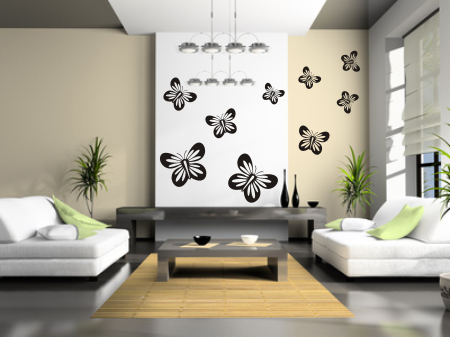 Welurowe czarne naklejki na ścianę motylki różne wymiary