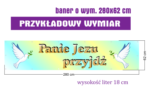 Baner komunijny z napisem 