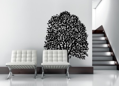Welurowa naklejka duże drzewo na ścianie w pokoju