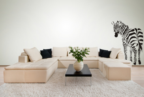 Matowa naklejka na ścianę do salonu i pokoju zebra