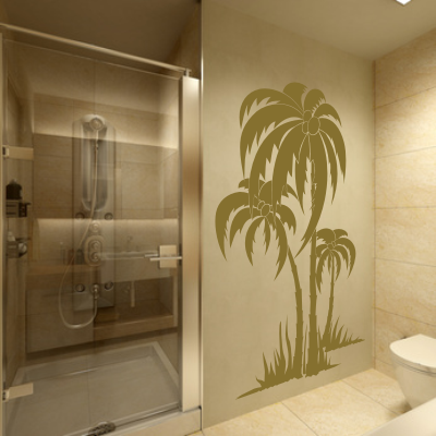 Szablon malarski na ścianę do łazienki z drzewem palmy