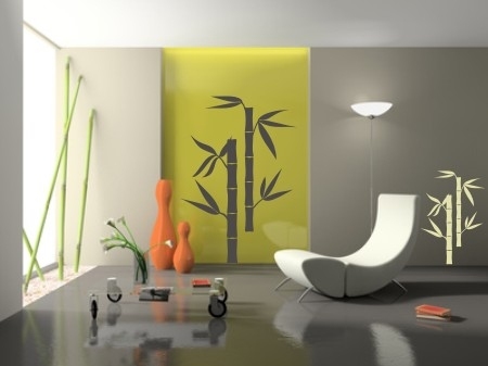 Naklejka z weluru na ścianie bambus w biurze i salonie