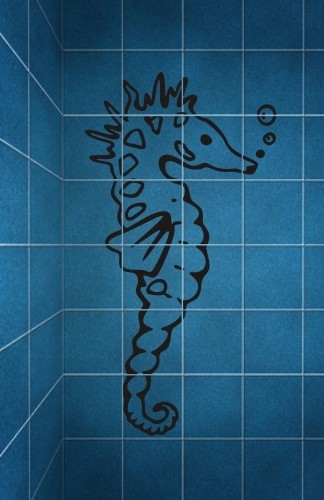 Duża naklejka na kafelki do łazienki konik morski