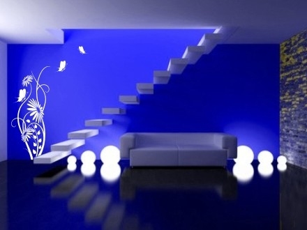 Biała naklejka z weluru kwiat na ścianie