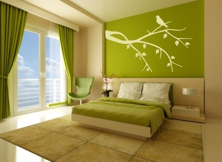 Szablony ścienne do sypialni gałązka z ptaszkiem