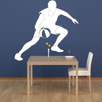 Naklejka na ścianie z weluru koszykarz z piłką
