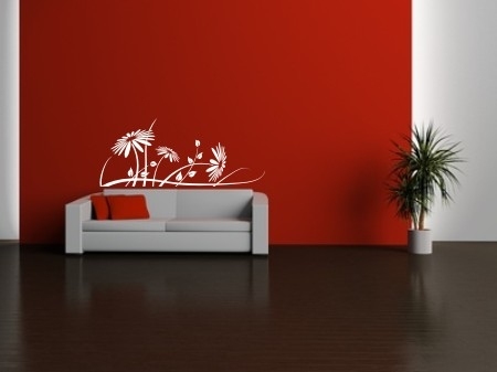 Naklejki na ścianę z białego weluru do salony motywy kwiatowe