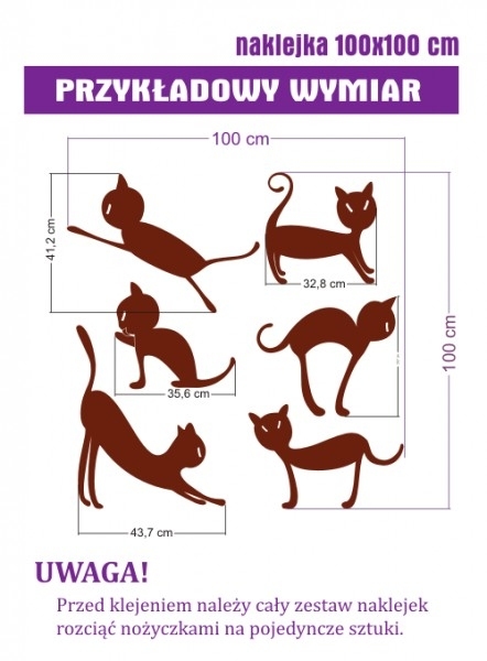 duże naklejki koty na ścianę do pokoju