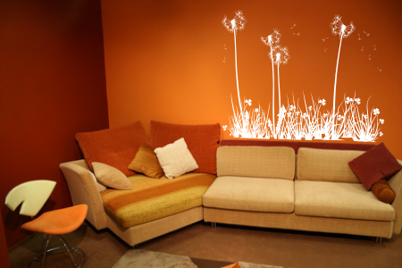 Szablony na ścianę do malowania dmuchawce i kwiatki na łące 